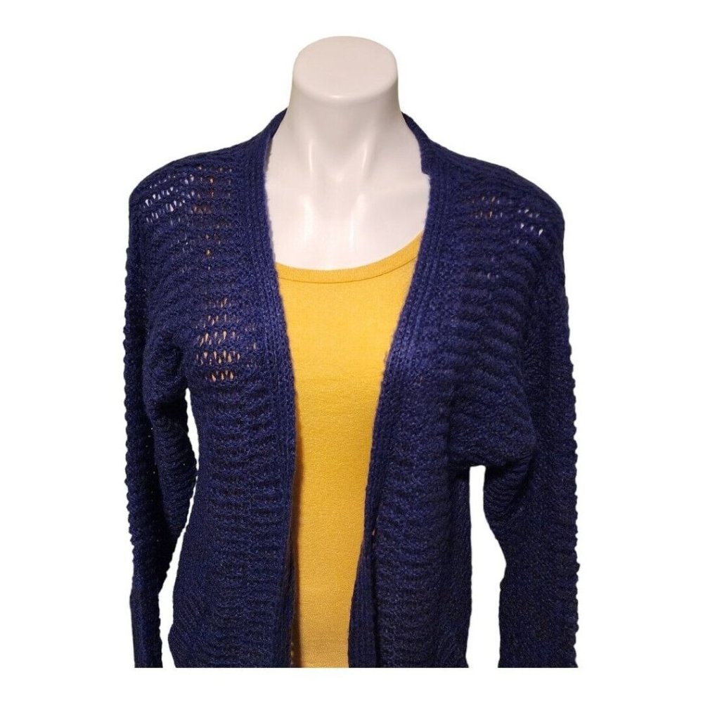 Raga Anthropologie Knit Pocket‎ Cardigan Open Front Duster Navy Oversized Small